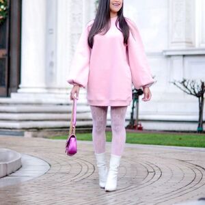 Lovers + Friends Jessa Sweatshirt Dress – Dusty Pink, Puff Sleeve, Size XS